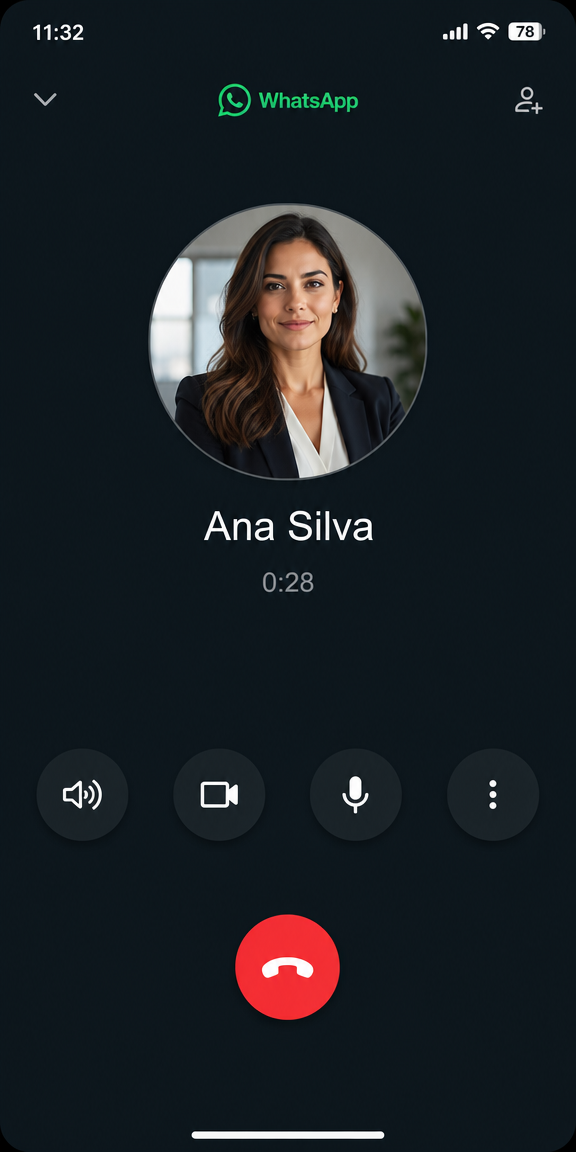 Tela de chamada de voz do WhatsApp com foto do contato